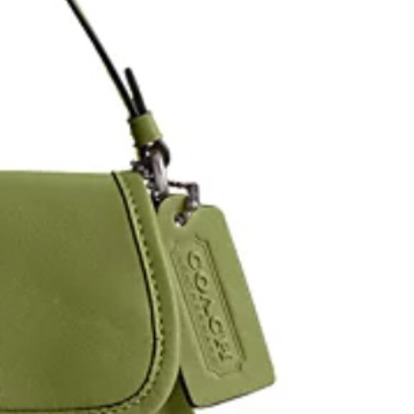Coach Hamptons Leather Bag Dark Lime - Picture 2 of 7